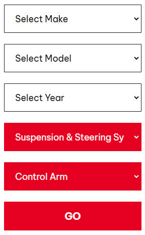 Control Arms Product Page Filter Bar