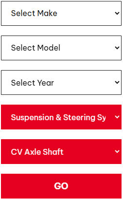 CV Axle Shaft Product Page Filter Bar
