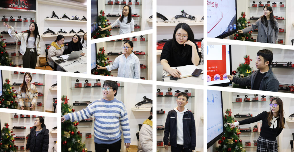 Business team members present their annual summaries.