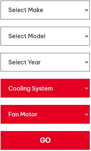 Radiator Fan Motor Product Page Filter Bar